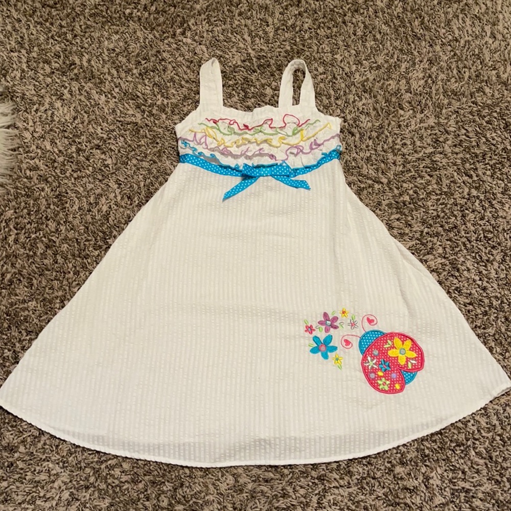Girls 6X White Dress with 🐞